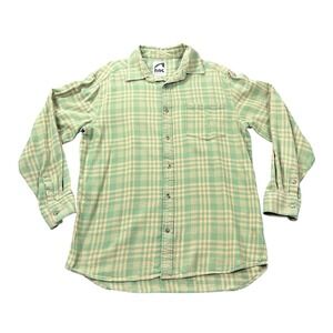 Mountain Khakis Plaid Flannel Shirt Men's Medium Green Tan Long Sleeve Button Up